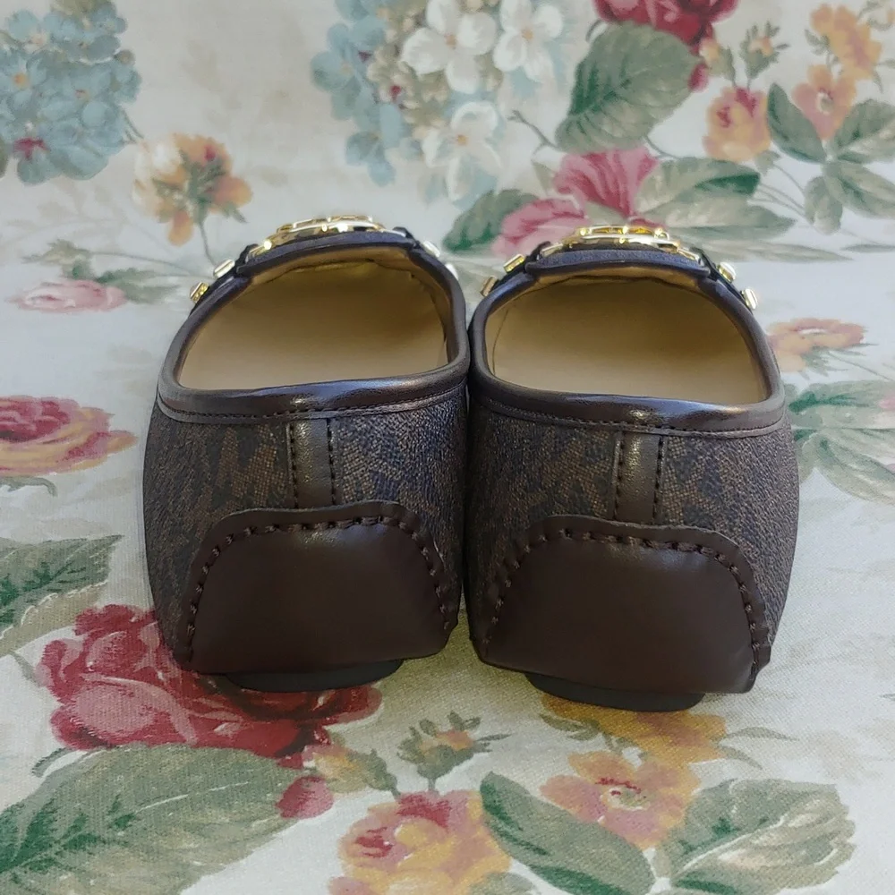 Michael Kors Fulton Studded Mocassin Flats in Brown with MK Logo Women's 7.5 - Picture 6 of 17